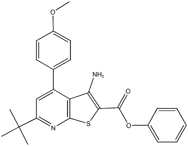 phenyl 3-amino-6-tert-butyl-4-(4-methoxyphenyl)thieno[2,3-b]pyridine-2-carboxylate Struktur