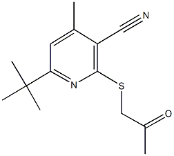 6-tert-butyl-4-methyl-2-[(2-oxopropyl)sulfanyl]nicotinonitrile Struktur