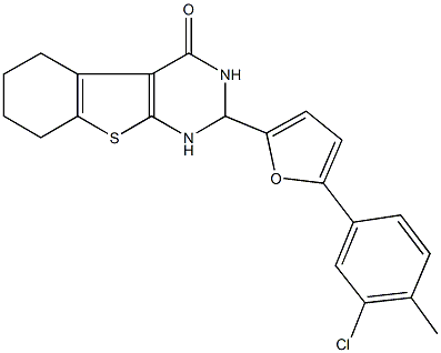 2-[5-(3-chloro-4-methylphenyl)-2-furyl]-2,3,5,6,7,8-hexahydro[1]benzothieno[2,3-d]pyrimidin-4(1H)-one Structure