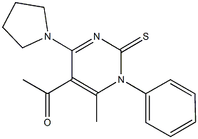 1-[6-methyl-1-phenyl-4-(1-pyrrolidinyl)-2-thioxo-1,2-dihydro-5-pyrimidinyl]ethanone Structure