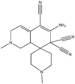 6-amino-1',2-dimethyl-2,3,8,8a-tetrahydrospiro[isoquinoline-8,4'-piperidine]-5,7,7(1H)-tricarbonitrile 结构式