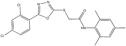 2-{[5-(2,4-dichlorophenyl)-1,3,4-oxadiazol-2-yl]sulfanyl}-N-mesitylacetamide 化学構造式