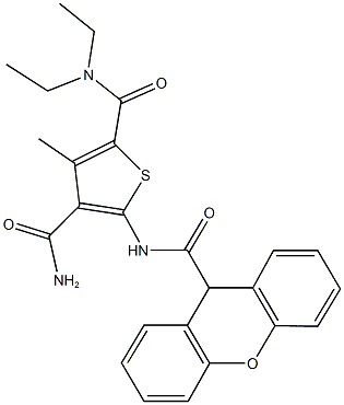 N~2~,N~2~-diethyl-3-methyl-5-[(9H-xanthen-9-ylcarbonyl)amino]-2,4-thiophenedicarboxamide,328286-60-8,结构式