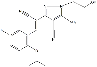5-amino-3-[1-cyano-2-(3,5-diiodo-2-isopropoxyphenyl)vinyl]-1-(2-hydroxyethyl)-1H-pyrazole-4-carbonitrile|