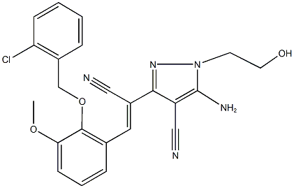 328532-37-2 5-amino-3-(2-{2-[(2-chlorobenzyl)oxy]-3-methoxyphenyl}-1-cyanovinyl)-1-(2-hydroxyethyl)-1H-pyrazole-4-carbonitrile