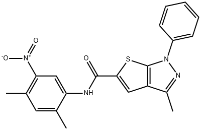 N-{5-nitro-2,4-dimethylphenyl}-3-methyl-1-phenyl-1H-thieno[2,3-c]pyrazole-5-carboxamide,328548-56-7,结构式