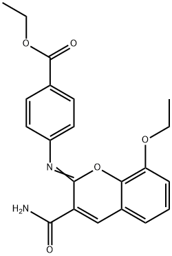 ethyl 4-{[3-(aminocarbonyl)-8-ethoxy-2H-chromen-2-ylidene]amino}benzoate Structure