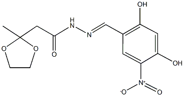 N'-{2,4-dihydroxy-5-nitrobenzylidene}-2-(2-methyl-1,3-dioxolan-2-yl)acetohydrazide Structure