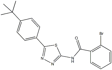 2-bromo-N-[5-(4-tert-butylphenyl)-1,3,4-thiadiazol-2-yl]benzamide 化学構造式