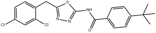 4-tert-butyl-N-[5-(2,4-dichlorobenzyl)-1,3,4-thiadiazol-2-yl]benzamide 化学構造式