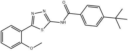 4-tert-butyl-N-[5-(2-methoxyphenyl)-1,3,4-thiadiazol-2-yl]benzamide 结构式