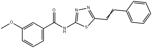 3-methoxy-N-[5-(2-phenylvinyl)-1,3,4-thiadiazol-2-yl]benzamide 化学構造式