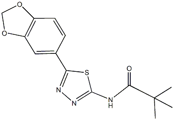 N-[5-(1,3-benzodioxol-5-yl)-1,3,4-thiadiazol-2-yl]-2,2-dimethylpropanamide 化学構造式