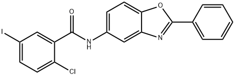 2-chloro-5-iodo-N-(2-phenyl-1,3-benzoxazol-5-yl)benzamide Structure