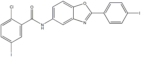 2-chloro-5-iodo-N-[2-(4-iodophenyl)-1,3-benzoxazol-5-yl]benzamide Structure