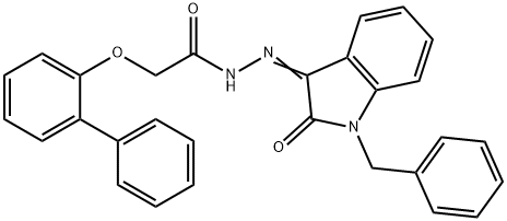 N'-(1-benzyl-2-oxo-1,2-dihydro-3H-indol-3-ylidene)-2-([1,1'-biphenyl]-2-yloxy)acetohydrazide Struktur