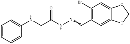 2-anilino-N'-[(6-bromo-1,3-benzodioxol-5-yl)methylene]acetohydrazide 化学構造式