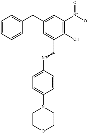 4-benzyl-2-nitro-6-({[4-(4-morpholinyl)phenyl]imino}methyl)phenol 结构式