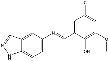 4-chloro-2-[(1H-indazol-5-ylimino)methyl]-6-methoxyphenol 结构式