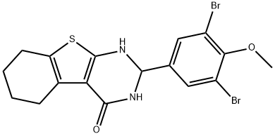 2-(3,5-dibromo-4-methoxyphenyl)-2,3,5,6,7,8-hexahydro[1]benzothieno[2,3-d]pyrimidin-4(1H)-one Struktur