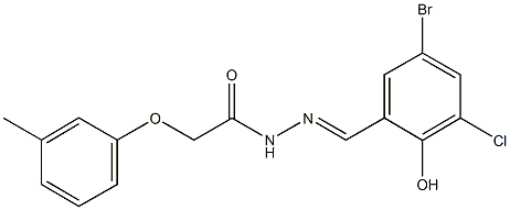 N'-(5-bromo-3-chloro-2-hydroxybenzylidene)-2-(3-methylphenoxy)acetohydrazide 结构式