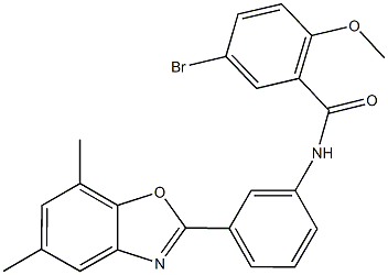 5-bromo-N-[3-(5,7-dimethyl-1,3-benzoxazol-2-yl)phenyl]-2-methoxybenzamide Structure