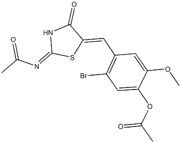 4-{[2-(acetylimino)-4-oxo-1,3-thiazolidin-5-ylidene]methyl}-5-bromo-2-methoxyphenyl acetate Structure