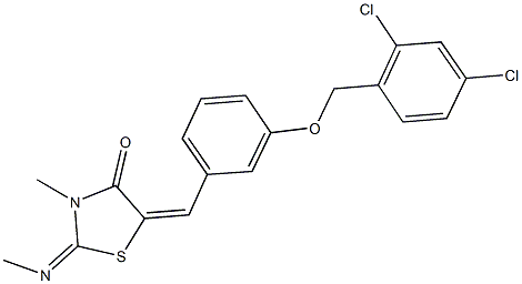 5-{3-[(2,4-dichlorobenzyl)oxy]benzylidene}-3-methyl-2-(methylimino)-1,3-thiazolidin-4-one 化学構造式
