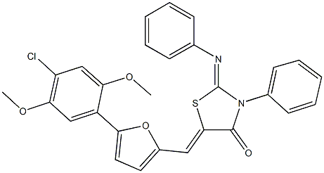 328963-77-5 5-{[5-(4-chloro-2,5-dimethoxyphenyl)-2-furyl]methylene}-3-phenyl-2-(phenylimino)-1,3-thiazolidin-4-one