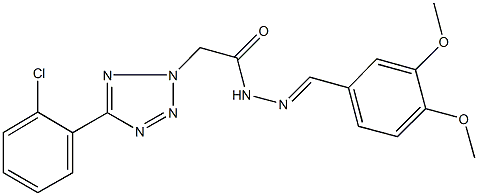 2-[5-(2-chlorophenyl)-2H-tetraazol-2-yl]-N'-(3,4-dimethoxybenzylidene)acetohydrazide 化学構造式