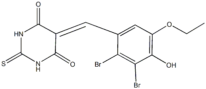 5-(2,3-dibromo-5-ethoxy-4-hydroxybenzylidene)-2-thioxodihydro-4,6(1H,5H)-pyrimidinedione 化学構造式