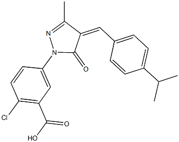 2-chloro-5-[4-(4-isopropylbenzylidene)-3-methyl-5-oxo-4,5-dihydro-1H-pyrazol-1-yl]benzoic acid,328967-97-1,结构式