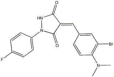 4-[3-bromo-4-(dimethylamino)benzylidene]-1-(4-fluorophenyl)-3,5-pyrazolidinedione 化学構造式
