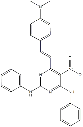 2,4-dianilino-6-{2-[4-(dimethylamino)phenyl]vinyl}-5-nitropyrimidine Struktur