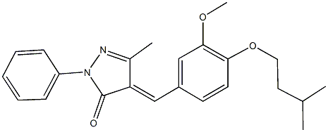 4-[4-(isopentyloxy)-3-methoxybenzylidene]-5-methyl-2-phenyl-2,4-dihydro-3H-pyrazol-3-one 化学構造式