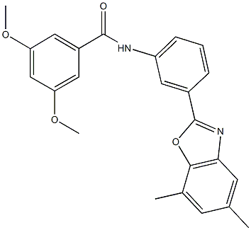 N-[3-(5,7-dimethyl-1,3-benzoxazol-2-yl)phenyl]-3,5-dimethoxybenzamide 化学構造式