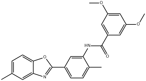 3,5-dimethoxy-N-[2-methyl-5-(5-methyl-1,3-benzoxazol-2-yl)phenyl]benzamide Structure