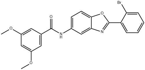 N-[2-(2-bromophenyl)-1,3-benzoxazol-5-yl]-3,5-dimethoxybenzamide 化学構造式