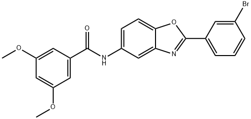 N-[2-(3-bromophenyl)-1,3-benzoxazol-5-yl]-3,5-dimethoxybenzamide 化学構造式