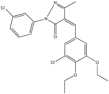 4-(3-chloro-4,5-diethoxybenzylidene)-2-(3-chlorophenyl)-5-methyl-2,4-dihydro-3H-pyrazol-3-one 结构式
