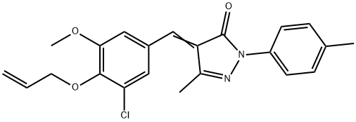 4-[4-(allyloxy)-3-chloro-5-methoxybenzylidene]-5-methyl-2-(4-methylphenyl)-2,4-dihydro-3H-pyrazol-3-one,328978-37-6,结构式