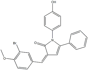 3-(3-bromo-4-methoxybenzylidene)-1-(4-hydroxyphenyl)-5-phenyl-1,3-dihydro-2H-pyrrol-2-one 化学構造式