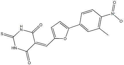 5-[(5-{4-nitro-3-methylphenyl}-2-furyl)methylene]-2-thioxodihydro-4,6(1H,5H)-pyrimidinedione Structure