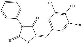 5-(3,5-dibromo-4-hydroxybenzylidene)-3-phenyl-2-thioxo-1,3-thiazolidin-4-one,329002-22-4,结构式