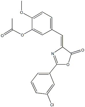 5-[(2-(3-chlorophenyl)-5-oxo-1,3-oxazol-4(5H)-ylidene)methyl]-2-methoxyphenyl acetate,329022-18-6,结构式