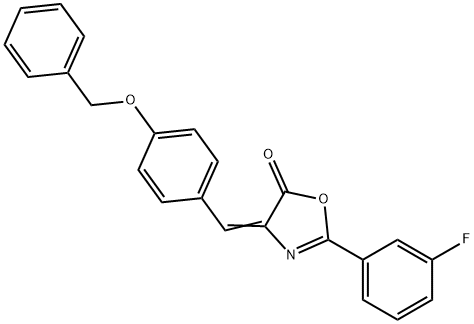 4-[4-(benzyloxy)benzylidene]-2-(3-fluorophenyl)-1,3-oxazol-5(4H)-one 化学構造式