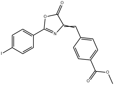 methyl 4-[(2-(4-iodophenyl)-5-oxo-1,3-oxazol-4(5H)-ylidene)methyl]benzoate 化学構造式