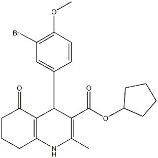 cyclopentyl 4-(3-bromo-4-methoxyphenyl)-2-methyl-5-oxo-1,4,5,6,7,8-hexahydro-3-quinolinecarboxylate,329062-32-0,结构式