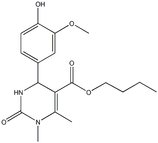 butyl 4-(4-hydroxy-3-methoxyphenyl)-1,6-dimethyl-2-oxo-1,2,3,4-tetrahydro-5-pyrimidinecarboxylate 结构式