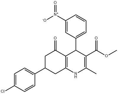 methyl 7-(4-chlorophenyl)-4-{3-nitrophenyl}-2-methyl-5-oxo-1,4,5,6,7,8-hexahydro-3-quinolinecarboxylate Structure